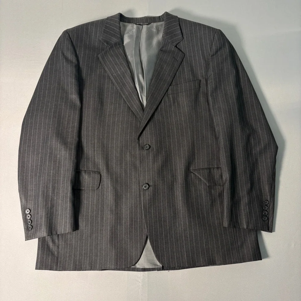 Jack Victor Loro Piana Zelander Wool Pinstripe Blazer 46R Charcoal Gray Men Coat